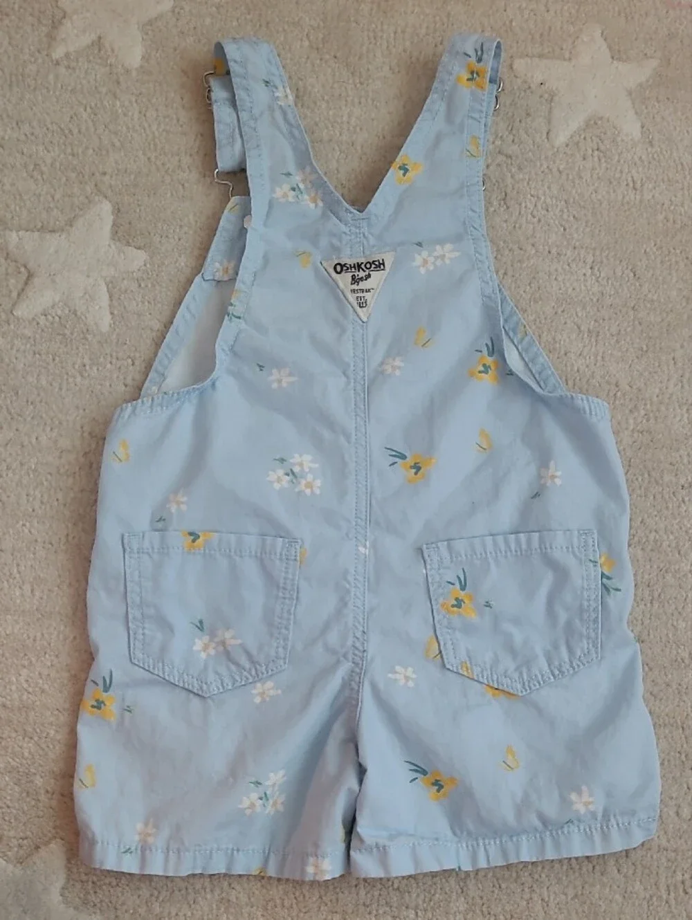 OshKosh B'gosh Toddler Pale Blue Floral Short Overalls